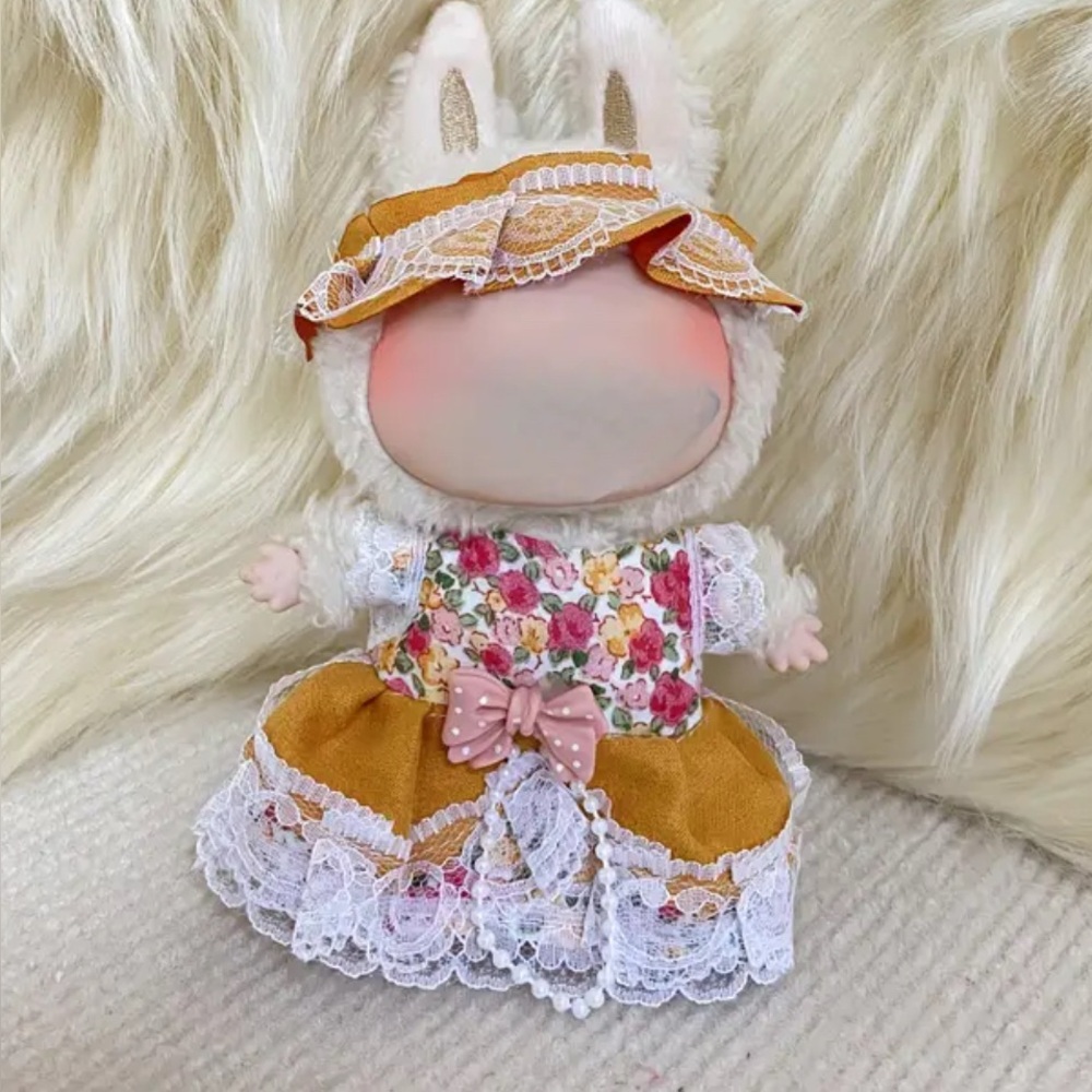 ✨ LaBuBu Doll Dress OUTFIT - floral & Yellow Lace Skirt w/  Headdress ✨